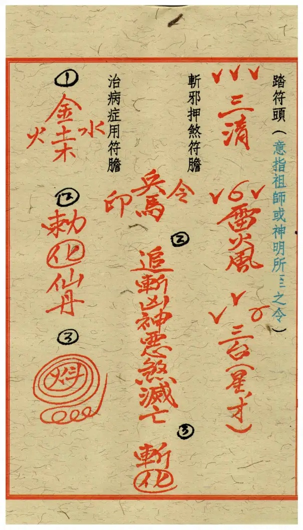 踏符头、斩邪押煞符胆、治病症用符胆